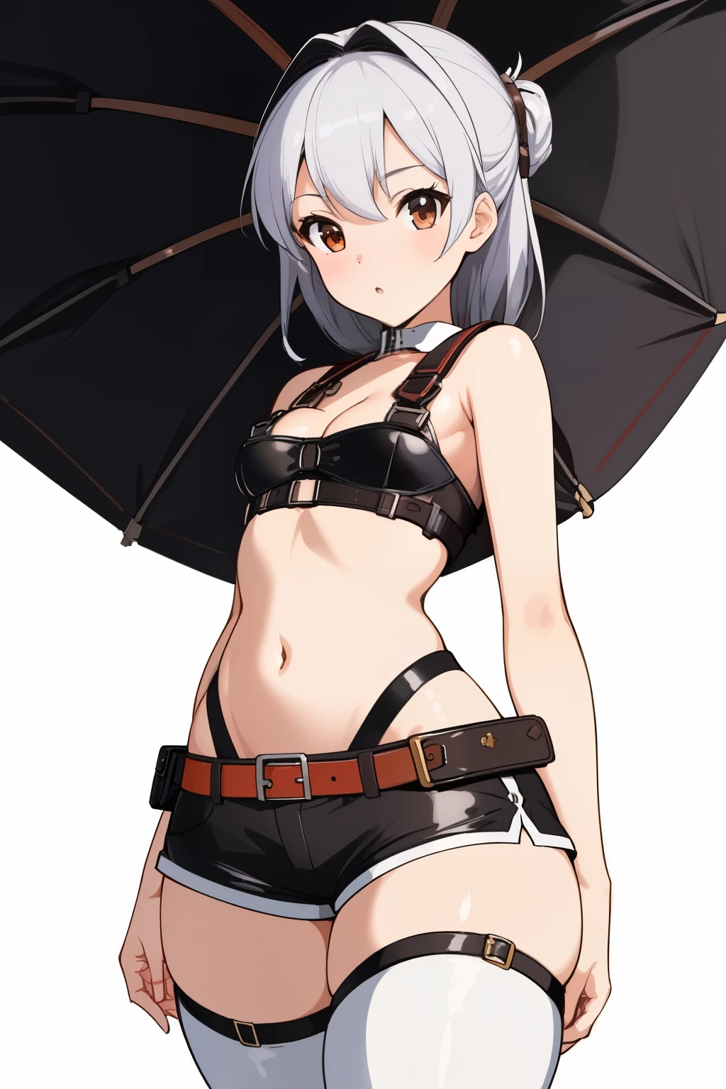 1girl in、独奏、masterpiece、top-quality、Kashima OG、kashima\(kancolle\)、white hair、blue eyess、hair wavy、Twin-tailed、tsurime eyes、beret、A smile、embarrassed from、red blush、Colossal tits、Black enamel、Bodysuits、highleg、Black enamel、thigh high boots、Squat on the floor、((Open your crotch wide from side to side:1.4))、((Opening legs))、((Show your crotch to the camera:1.4))、stares at the camera、Wooden corridor、((Open your mouth wide:1.4))、((With a transparent rod like male genitalia:1.4))、((Stick out your tongue and lick a transparent rod like male genitalia:1.4))、((Hold a transparent rod like male genitalia:1.4))