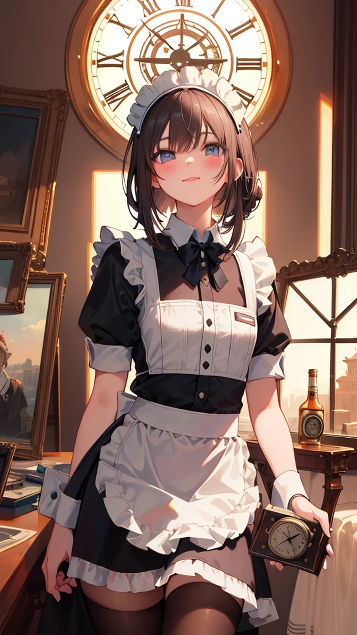 toaster,playingbasketball,whiteSuspendersclothes,blackshirtunderthesuspendeders,Middleparthairstyle,shorthair, White gloves,delicate leg