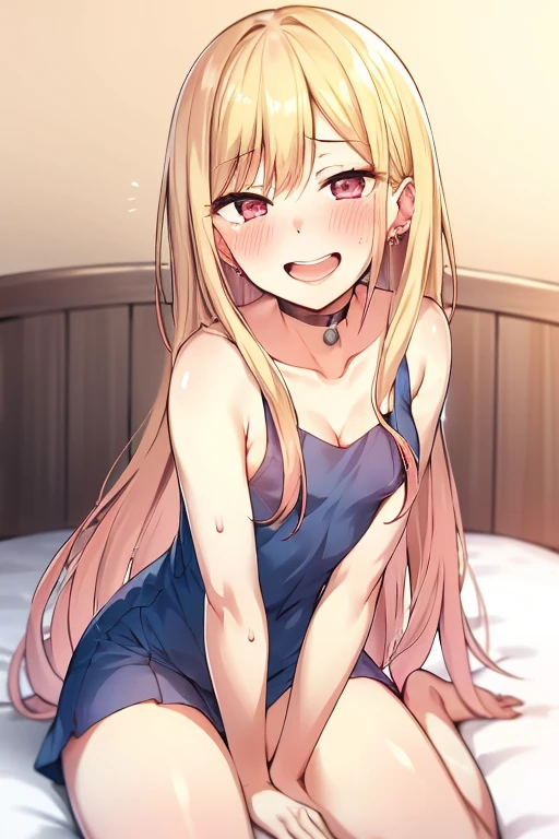 ((Best Quality)), ((masterpiece)), (be familiar with),  perfect face, indoor, bedroom,  watching viewers,
One woman, Kitagawa Marin,
Open Mouth, Ecstatic expression, blush, smile,
Small breasts,  flat chest, , , , Girl,
Long Hair,  long hair,
Leg spread,