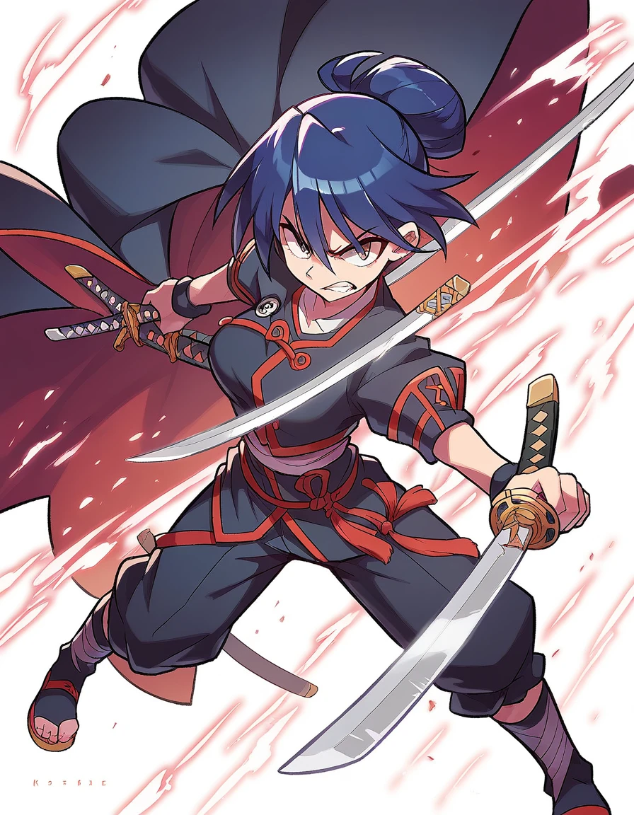 A close-up of a person holding a sword and a sword,  katana zero video game character, Dramatic pose wielding a katana, female protagonist 👀 :8, Official character art, katana zero, Dramatic pose of wielding the sword,   female action anime girl  , with a great sword, katanas attached to his back , From the arknights