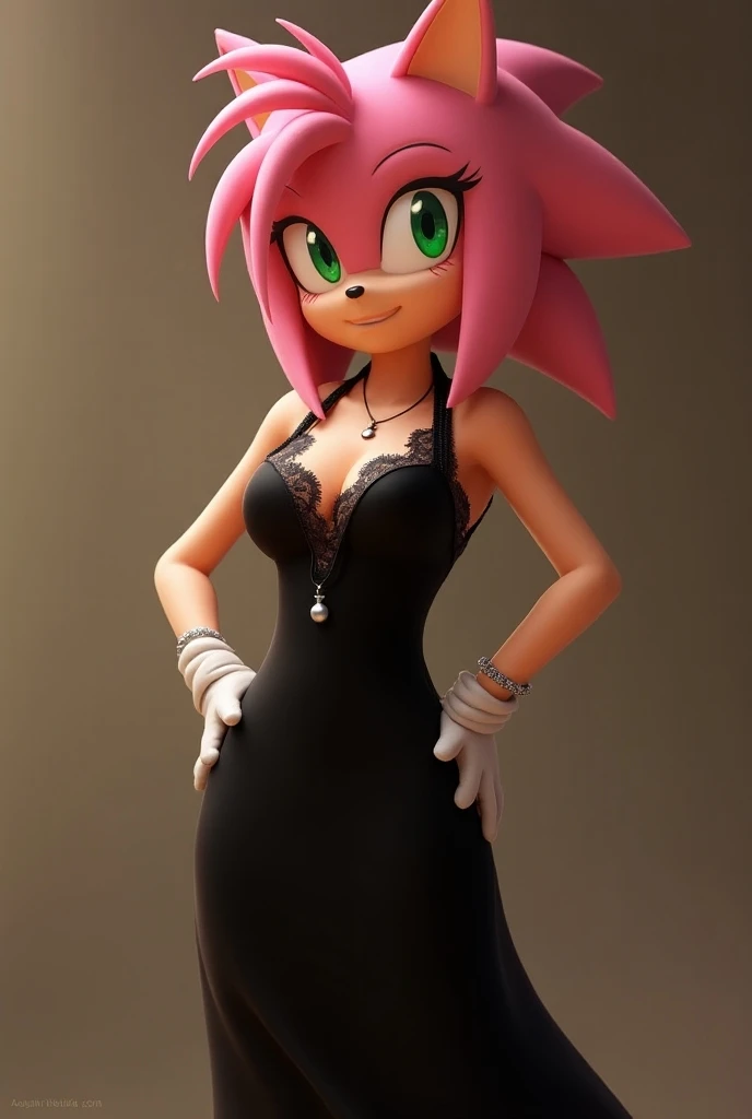 Sega sexy amy in black dress