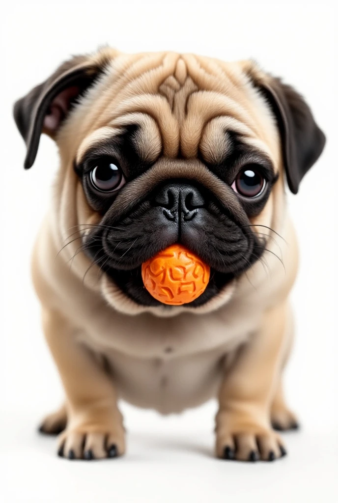 A pug dog sucking a white dick