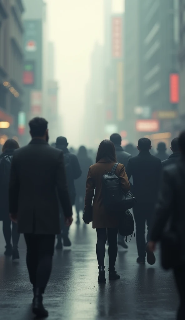 people on the street ignoring each other