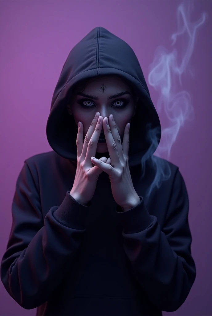((profile angle):2), ((look at each other)), ((look at the side):2), open mouth, (profile), (blonde girl with blue eyes in blue hoodie look at the side) ghost Buddhist monk knees praying,hands folded in a gesture of supplication, Short blonde Waves pixie hair, snub nose, Full nude Lips, many ghosts monks on background, without faces, shadows, night, jungle, smoke, fog, graphic style of novel comics, perfect hands, 2d, 8k, hyperrealism, masterpiece, high resolution, best quality, ultra-detailed, super realistic, Hyperrealistic art, high-quality, ultra high res, highest detailed, lot of details, Extremely high-resolution details, incredibly lifelike, colourful, soft cinematic light,