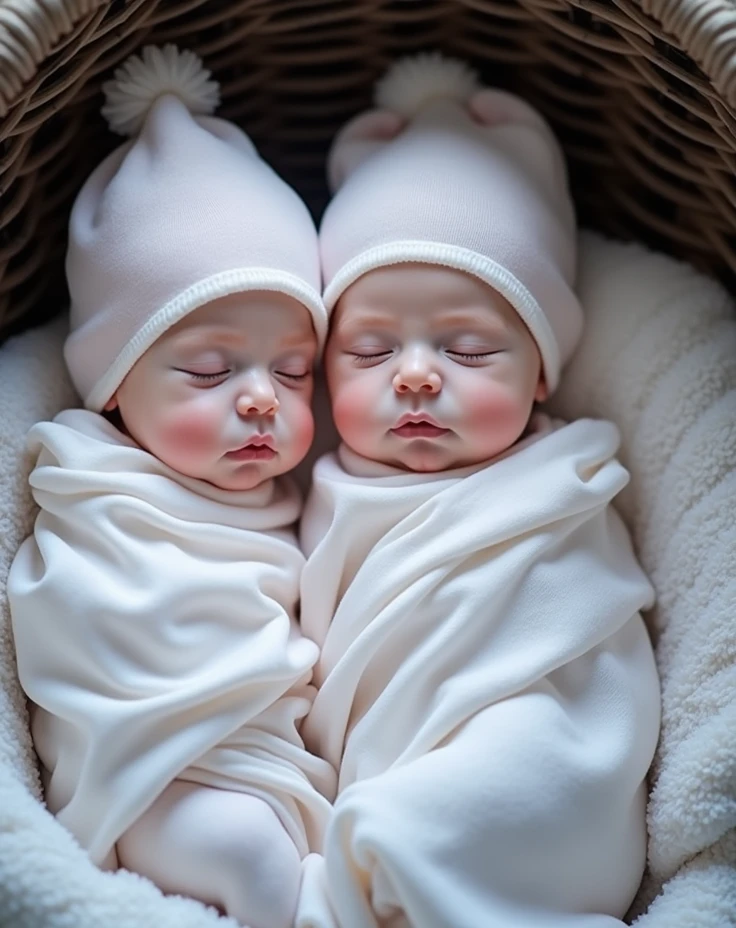 Newborn baby girls in the hospital inside the baby bassinet