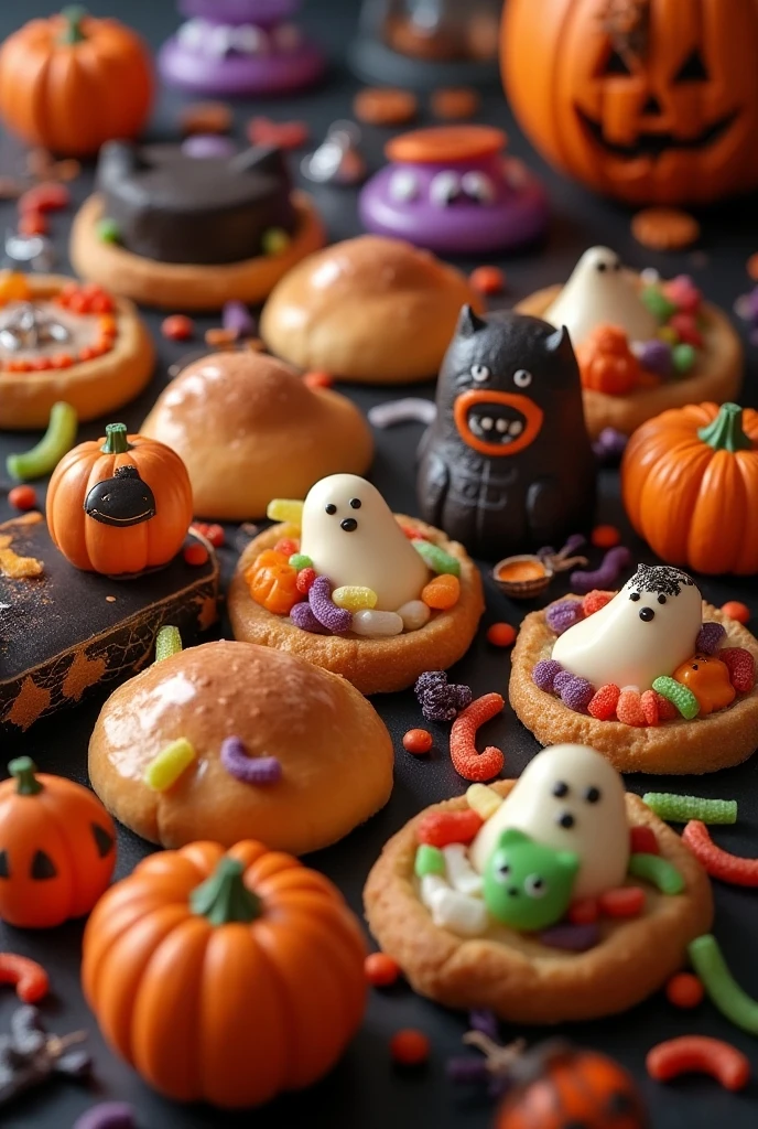 a photograph of a table with candles and cookies