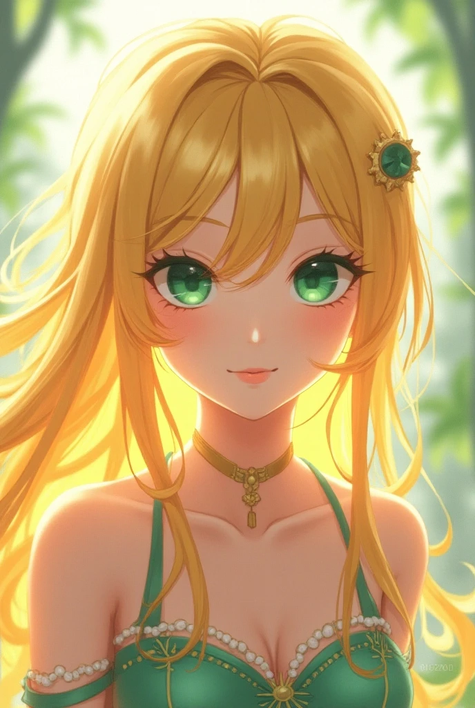 masterpiece, best quality, illustration, 1girl, solo, looking at viewer, upper body, depth of field, anime coloring, , <lora:emma_brightness:0.70>, emma_brightness, blonde hair, aqua eyes, hair ornament, bare shoulders, ribbon, bangs, , well, HDR