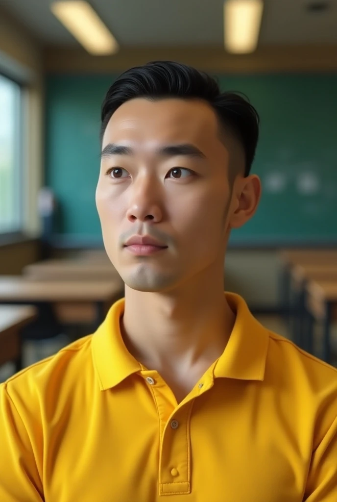 Vietnamese gentleman, 2, stupid face,teacher,tight and shiny clothes, skin tanned,beautiful and elegant, wearing a uniform, sexly , masculine and handsome，brawny，Muscles look good,,, photo by full body,(ultra detali, photorrealistic, best qualityer, 4K, 8k, high resolution, work of art:1.3), a mature man, charming and distinguished , (muscle building body), wearing a bright custom-made dress shirt,  sweat, unbutton buttons shirt, obscene face ,peito apertado, sex,sheer shirt, erotic, lust, , Accessories include a luxury wristwatch, in the classroom,looking ahead at viewer,muscle veins,no underwear ,Tight shirt highlights muscles,unbutton,six pack,sitting on the lap of the gym teacher