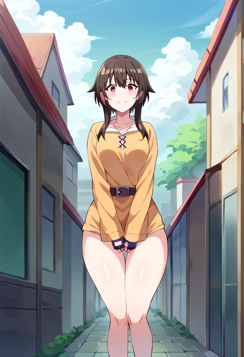 Smooth anime CG art、focus only、1 girl、View from the front、(((Upper body)))、(((completely naked)))、((full nude))、naked、(((The shape of the genitals is clearly visible)))、(((small breasts)))、(((sweat)))、semi short hair、(((sweaty)))、Watery eye、blush、(((embarrassed look)))、((open your mouth))、(((Are standing)))、(((spread your legs)))、((city))、(group of buildings)、((night sky))、midnight、(((lane)))、(((middle of the road)))、outdoor