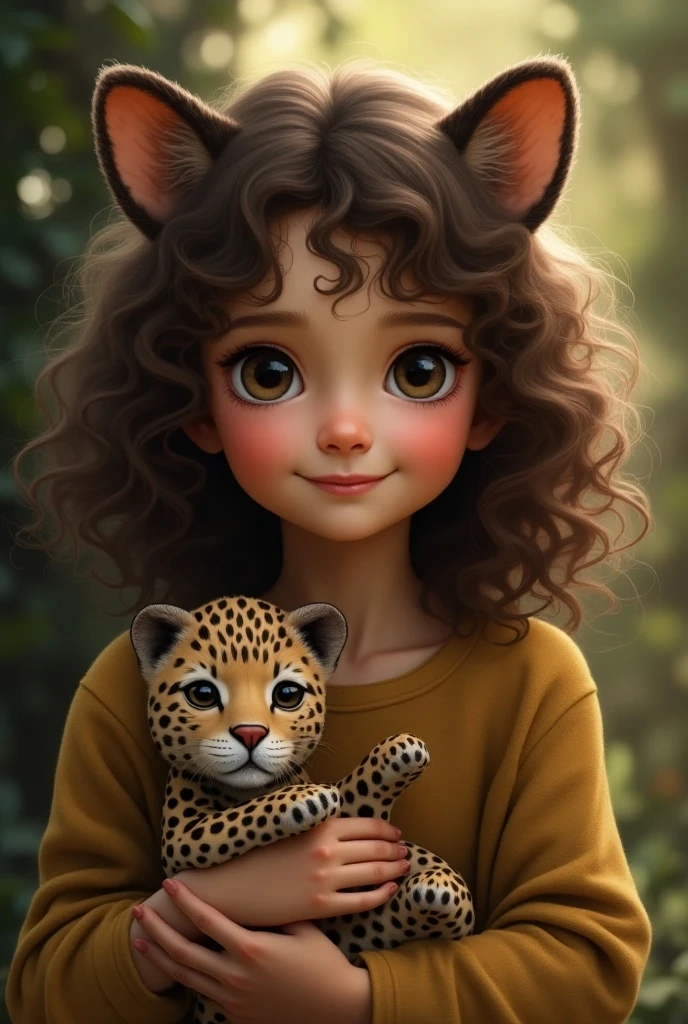5-year-old baby girl holding a large panther ,in jungle,depth of fields,high light,Real light,Ray traching,OC renderer,UE5 renderer,Hyper-realistic,best qualtiy,8K,Works of masters,super-fine,Detailed pubic hair,Correct anatomy