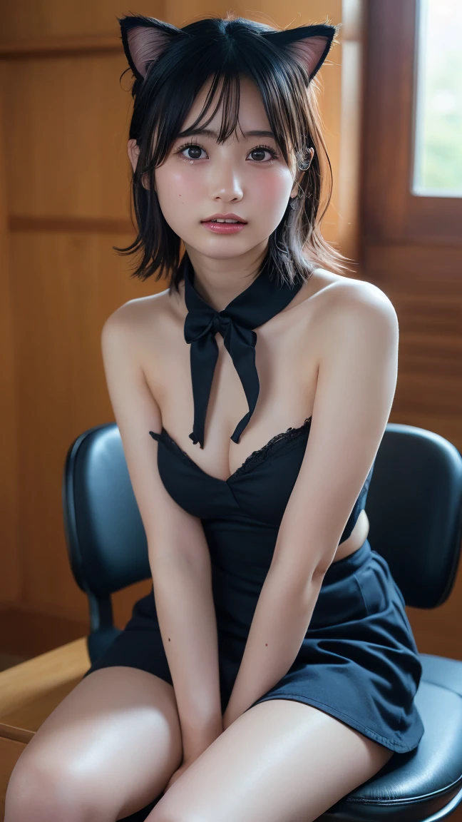 Remove clothes、Change to bare、Beautiful Skin、Smooth Skin、Remove noise、(new employee,Wearing a business suit shirt、Chest open shirt、Nipples visible through the shirt)
