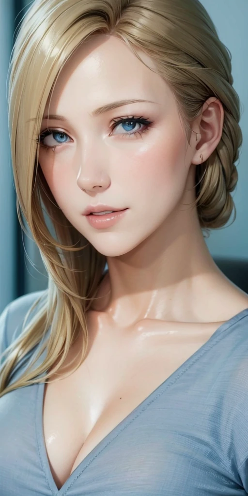 Elegant mature female, milf, blue eyes, blonde hair, soft light, high detailed, 4k resolution, high quality, beautiful cg,