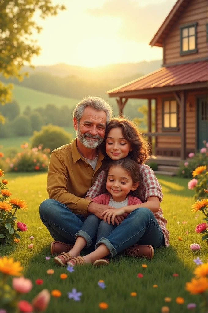 Joy at the Smiling Farm, there would always be a place for happiness, Adult girl and her grandparents 