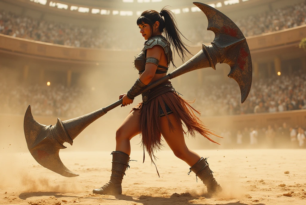 A beautiful Indonesian female warrior holding a sword, with a white tiger spirit emerging from her body and showing a fierce face. She is fighting against enemies in the courtyard of a palace, and there is a palace wall beside her. The scene is chaotic and violent, with blood, fire, and smoke everywhere. The enemies are wearing armor and helmets, and some of them have shields and spears. The palace wall is decorated with flags and banners, and has a gate that is partially destroyed. The image is realistic, detailed, and vivid, with sharp contrasts, shadows, and textures. The warrior and the tiger spirit are the focal points of the image, and their expressions and poses show their courage and determination. The image is enhanced with more realism, detail, and chaos, with more blood splatters, fire sparks, smoke effects, and enemy corpses. The warrior and the tiger spirit are surrounded by enemies, but they are not afraid. The image is dynamic and dramatic, with a sense of motion and tension.