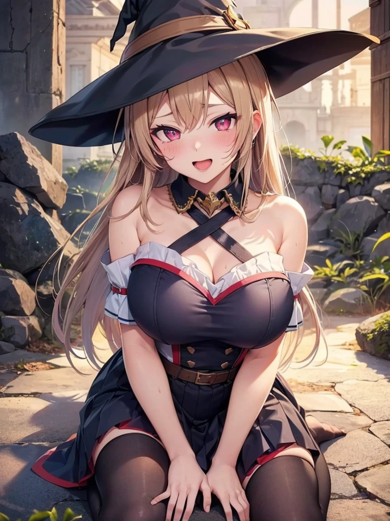 ( Details),  High image quality  ,4K,witch,Big Breasts,One Woman,(   wearing a hat   ),    tattered clothes    , セクシーなwitch,  underbust ,(四つん這いになるwitch),Low Angle,(Ferocious Goblins   に囲まれるwitch),(   excited expression   ),( A fine penis ),Ruins,Dungeons,New Moon Night,Ferocious Goblins     ,(Catch a woman),(witchの髪を掴むゴブリン),(witchの顔にゴブリンのペニスを押し付けます),,( Attacked by goblins   ),sweat,( Change pupils to hearts    ),   change eyes to hearts    ,   heart marks reaching out to girls ,(   has heart-shaped eyes  、 Stunning  ),(Attractive look),(ゴブリンに屈服するwitch),(   deep kiss),Black Magician,(ゴブリンのペニスをwitchが握ります),(Kneel ),adult,