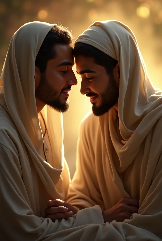 Sheikh holding the anus of a completely naked young man in a naked buttocks session