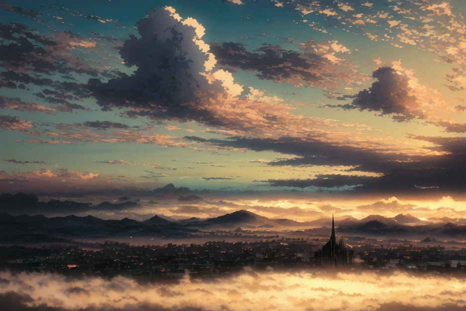 masterpiece,  best quality, Super detailed,  High Resolution ,high quality,  High Resolution 画像, Full HD, 8k,( Anime style :1.3), Beautiful views、Mysterious Landscape、Otherworldly style