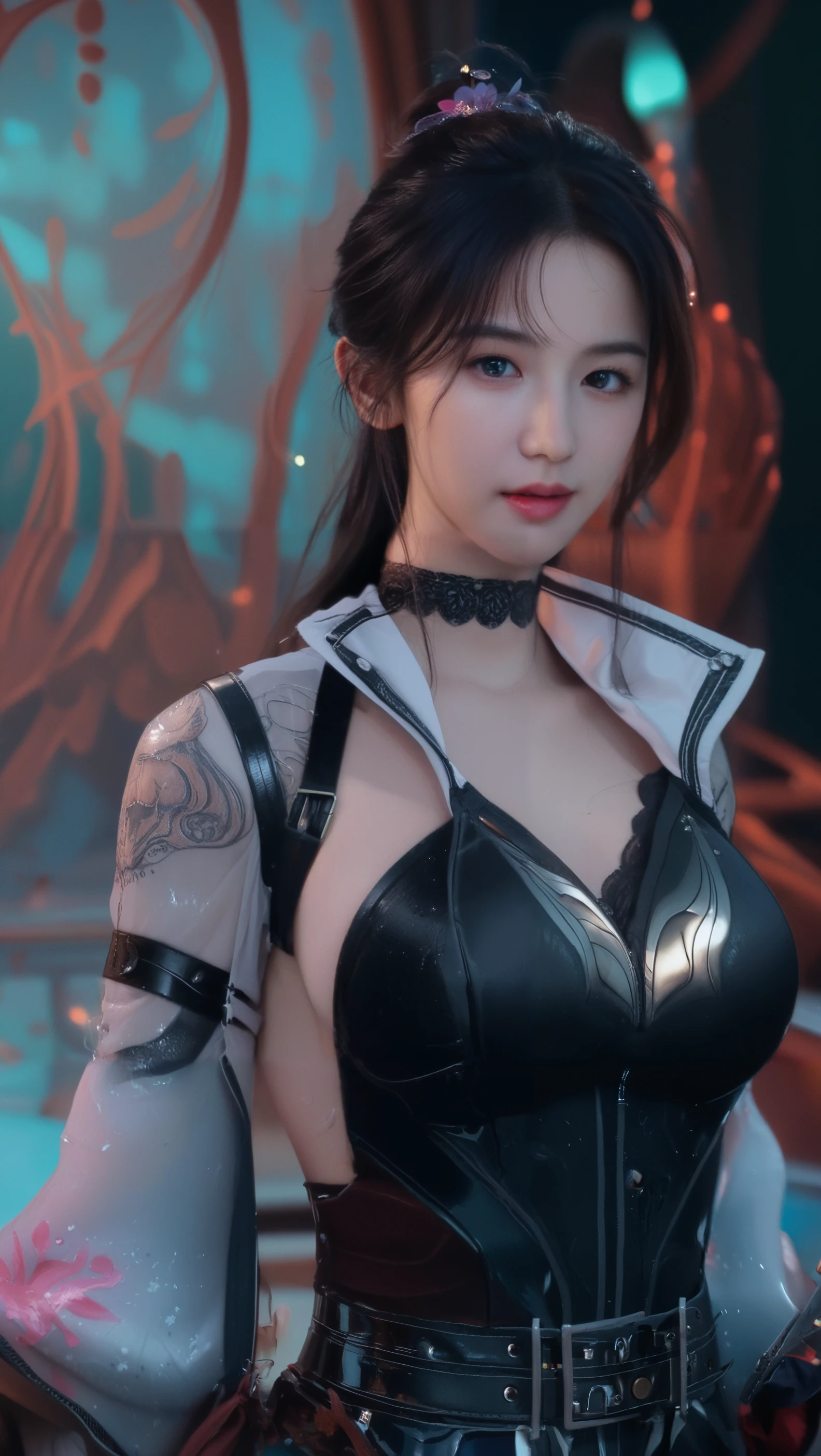 ((Realistic lighting, highest quality, 8k, masterpiece: 1.3)), Clear focus: 1.2, 1 girl, Perfect body beauty: 1.4, Slim Abs: 1.1, ((Dark brown hair, Big Breasts: 1.3)), (Finished with body paint,Dark brown, transparent, Arabesque Salute: 1.4), (outside, Night view: 1.1),Chinatown,Yokohama,Body Paint Dresses, whole body, Long legs, Highly detailed face, Beautiful Eyes, double eyelid,A charming smile