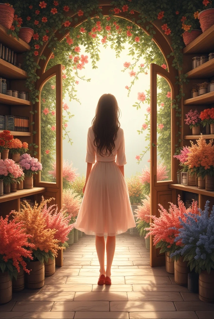 Intrigued, she went inside the flower shop 