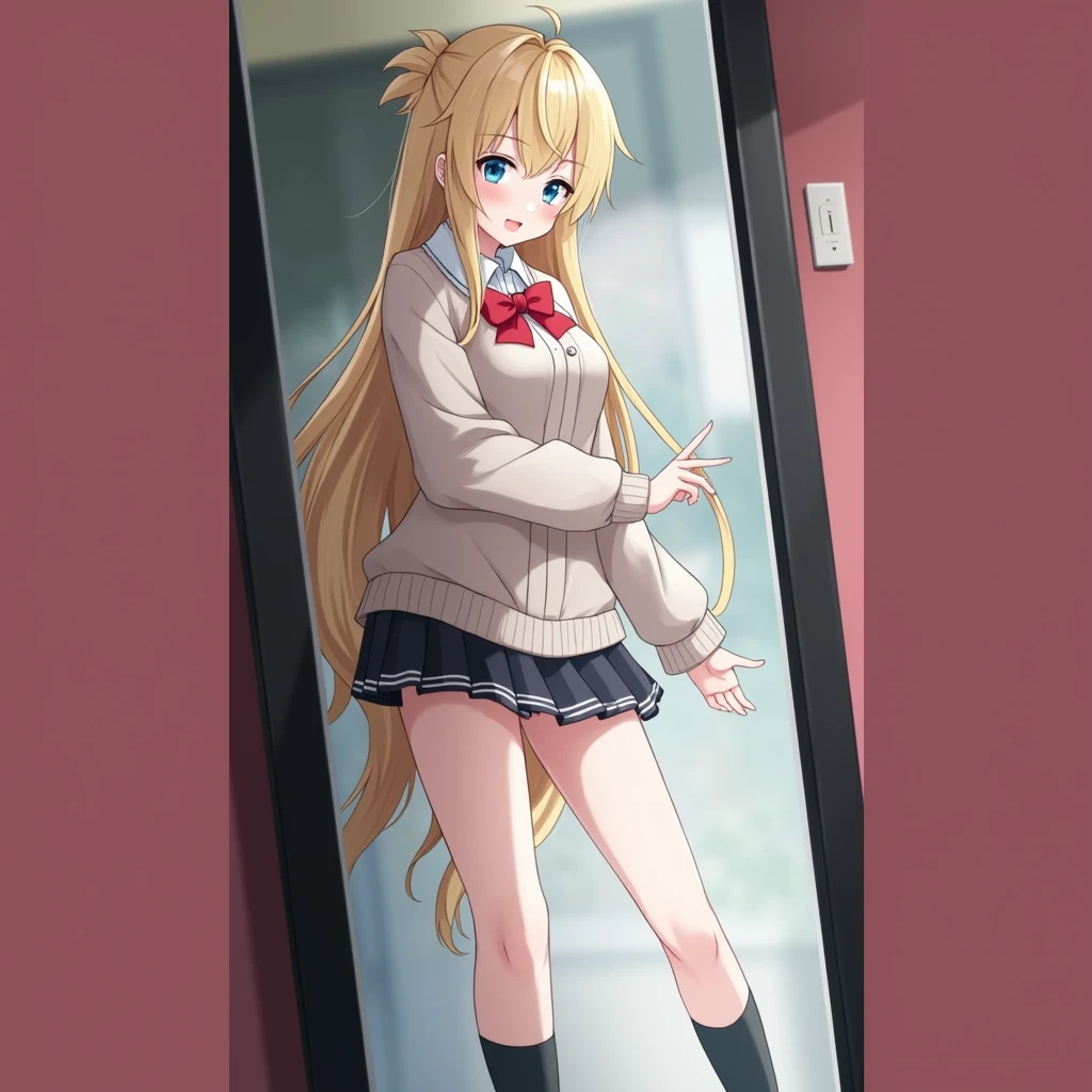 Blonde Long Hair Lori Small Tits Tsundere White Camisole Illustration Beautiful Girl