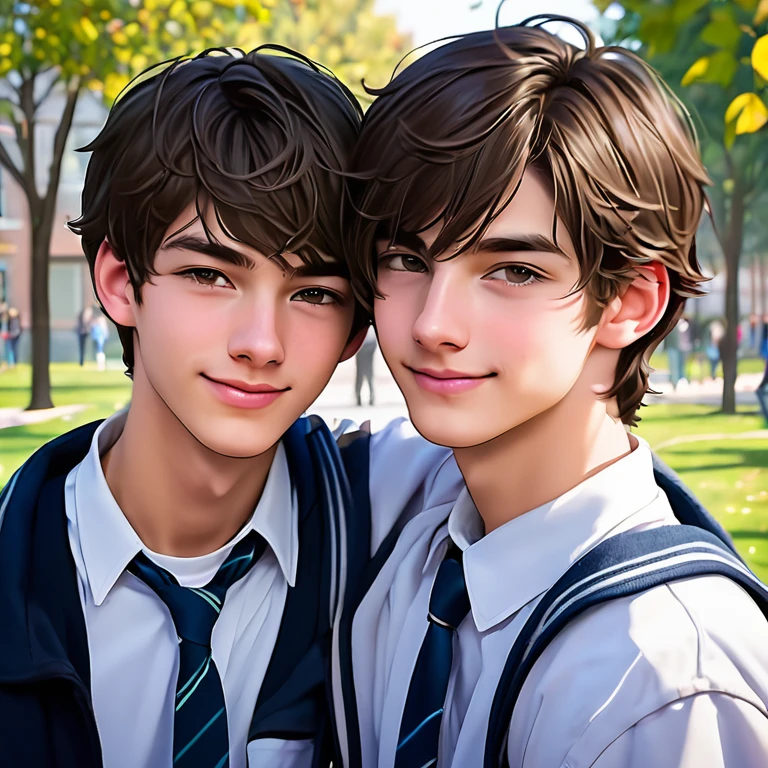 
Portrait of two cute high school students - high school heartthrobs ! 