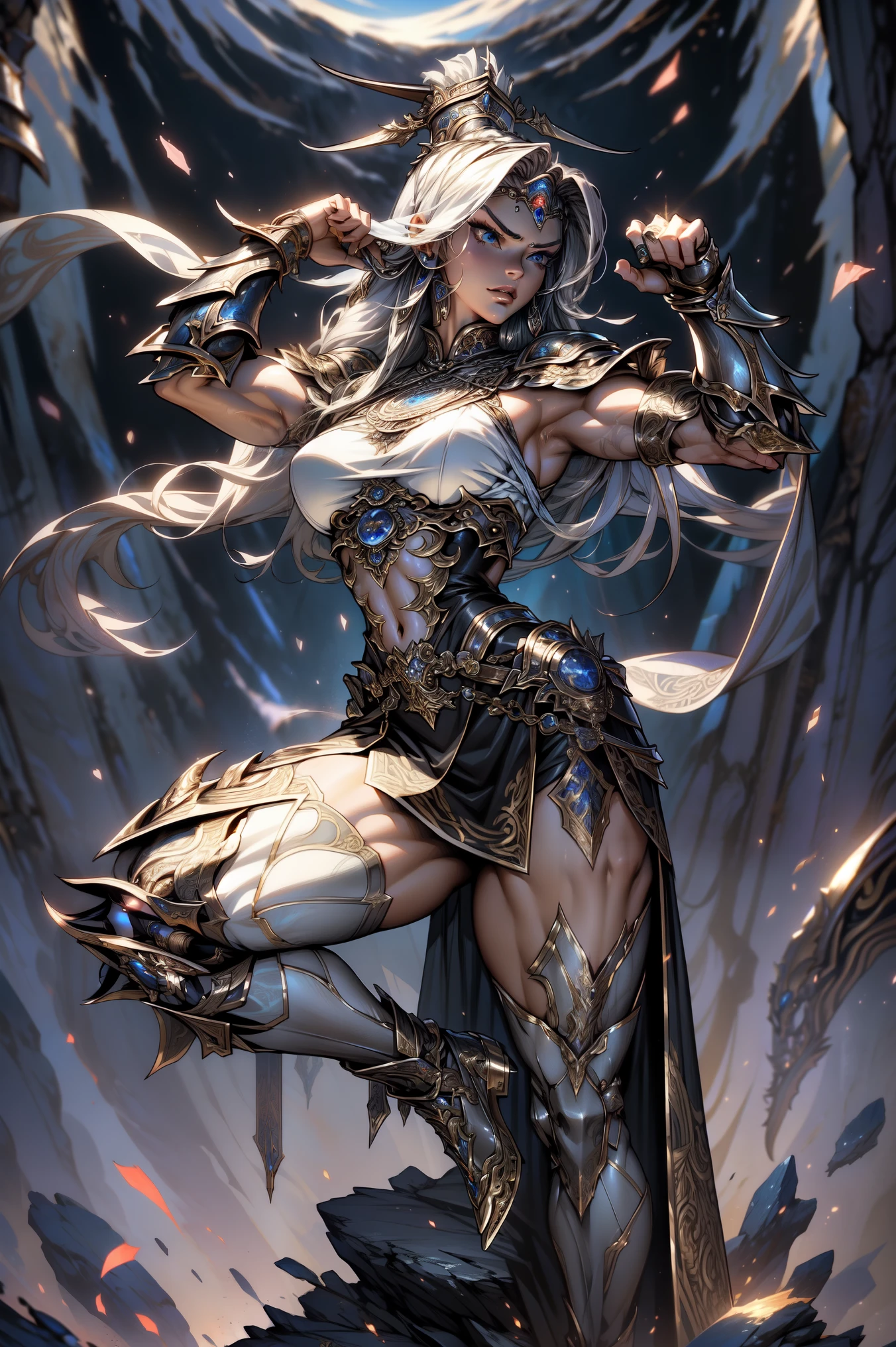 girl, demoness warrior, comprised of Antikythera mechanisms, dark, foreboding, dynamic action, dynamic motion, crouching, evil look, sexy, busty, sheer lowleg panties, curvy hips, claws, fangs, wings, busty, demon tail, demon bone armor, facepaint, bodypaint, red glowing eyes, combat stance, vibrant appearance, creative behavior, imaginative, sensual, spontaneous, highest quality, skin texture, intricate details, (cinematic lighting), RAW photo, 8k, under moonlight, nightmarish, full moon, firestorm, debris
