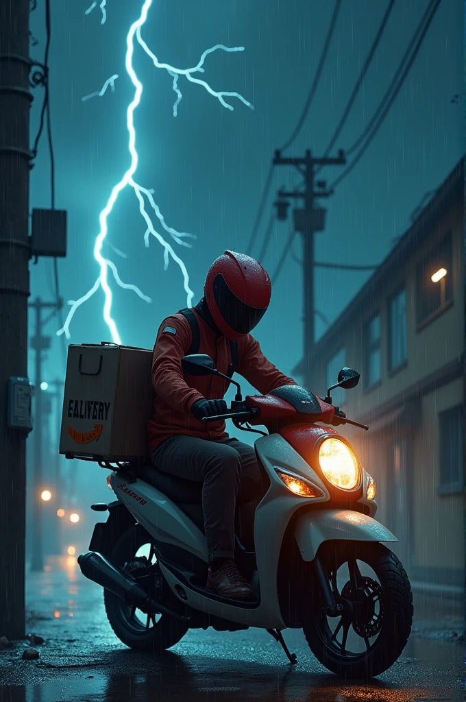 Man in a motorized wheelchair, exhaust coming out fire, blue helmet, gleaming green glasses, speed effects, cinematic focus, 8k quality