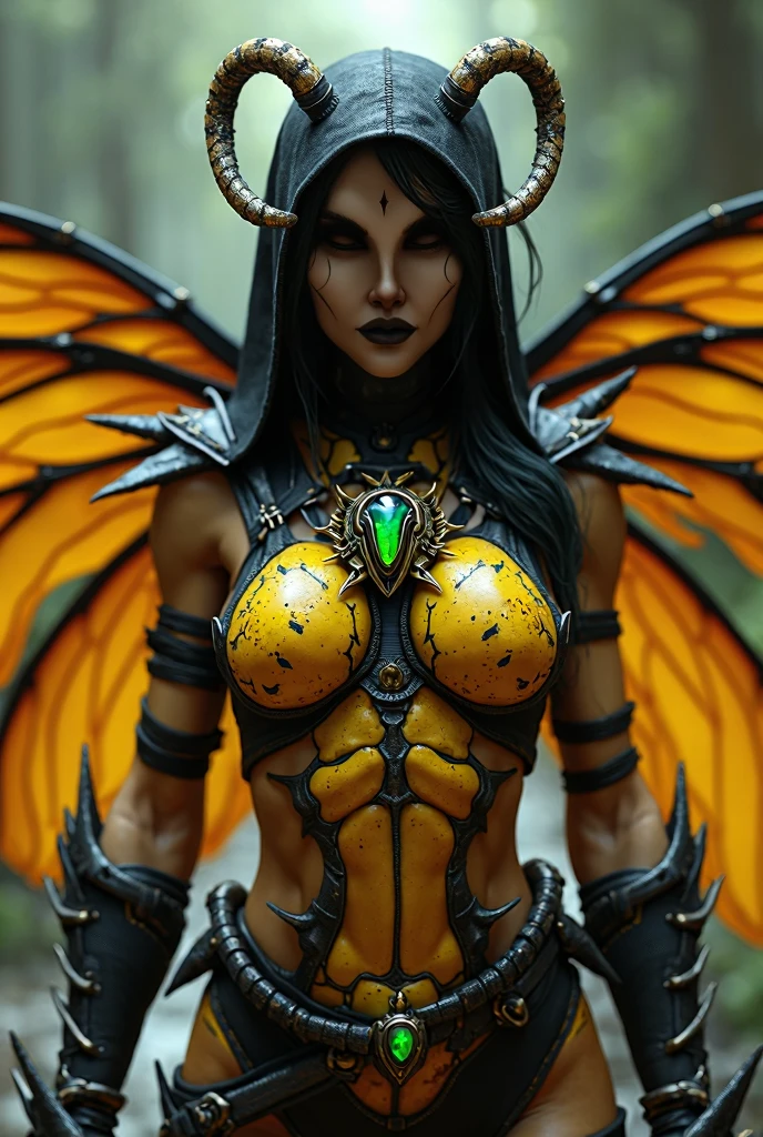 (highest quality,4K,8k,High resolution,masterpiece:1.2), Super detailed, (Realistic,photoRealistic,photo-Realistic:1.37), black creature, Otherworldly, Lovecraft, Chitinous Skin, Bioluminescence Pattern, Dark color palette, Spooky lighting.(Browsing Caution:1.4), black, red, orange, 非常に長く鋭いredい爪, Big Claws, Her body is bioluminescent. Moisturized Skin, (Extremely detailed and intricate skin patterns:1.2), (Translucent chitinous exoskeleton:1.3), (Very small waist:1.4), (Destroyed Anatomy:1.5), violent, erotic,