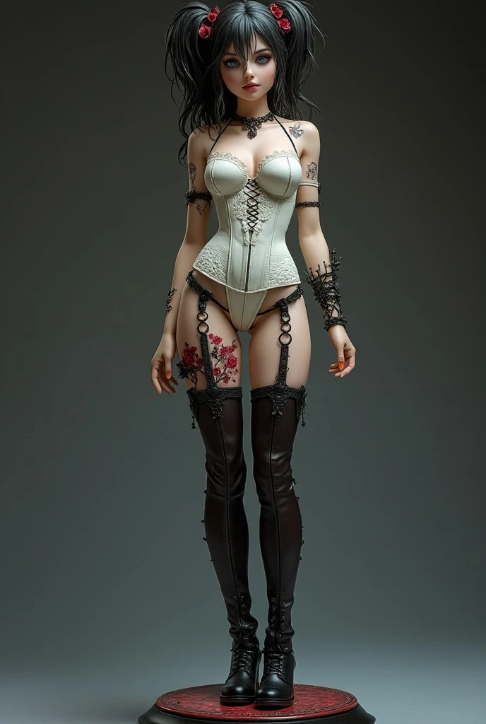 ((masterpiece:1.4)、(highest quality:1.4)、(Realistic:1.7))、Masterpiece:1.4、(Top-notch rendering:1.4)、(steampunk:1.4)、Hyper-realistic portrait of Queen Quito、The beautiful queen of the galactic outskirts planet Kaval、Super beautiful girl queen、((1 Girl:1.4))、Shiny natural skin texture、(Shiny, high-quality leather:1.4)、(黒い革の衣装を着たsteampunkの女王:1.4)、steampunkなピンナップガール:1.4、steampunkな美少女、steampunkの衣装を着たかわいい女の子、(black leather corset:1.4)、garter belt、(Please wear a harness that fits snugly:1.4)、(Black Leather Super teampunkルーム、steampunkサイバーパンク、詳細なsteampunkの衣装に身を包んだ:1.4、(An outfit that emphasizes beautiful breasts:1.4)、19 years old、(Cute Tattoos:1.4)、(Perfect female body:1.4)、Perfect proportions:1.4、Girl portrait photography:1.4、8k、Photorealistic images:1.4、(Standing:1.4)、(Full Body Photo:1.4)、Fantasy art、Soft front light、Beautiful Face、Beautiful breasts、Large Breasts:1.2、sexy ass、Detailed eyes、Beautiful and attractive eyes、Beautiful Eyes、(Narrow waist:1.4)、(9-body proportions beautiful girl:1.4)、(A beautiful girl with long legs and a good figure:1.4)、Beautiful feet:1.2、Raw photo、Red lips、Red high heels、(tiara:1.4、choker:1.4、necklace:1.4、Earrings:1.4)、1 Screen Display:1.4、steampunkな宮殿に立つ超美人女王