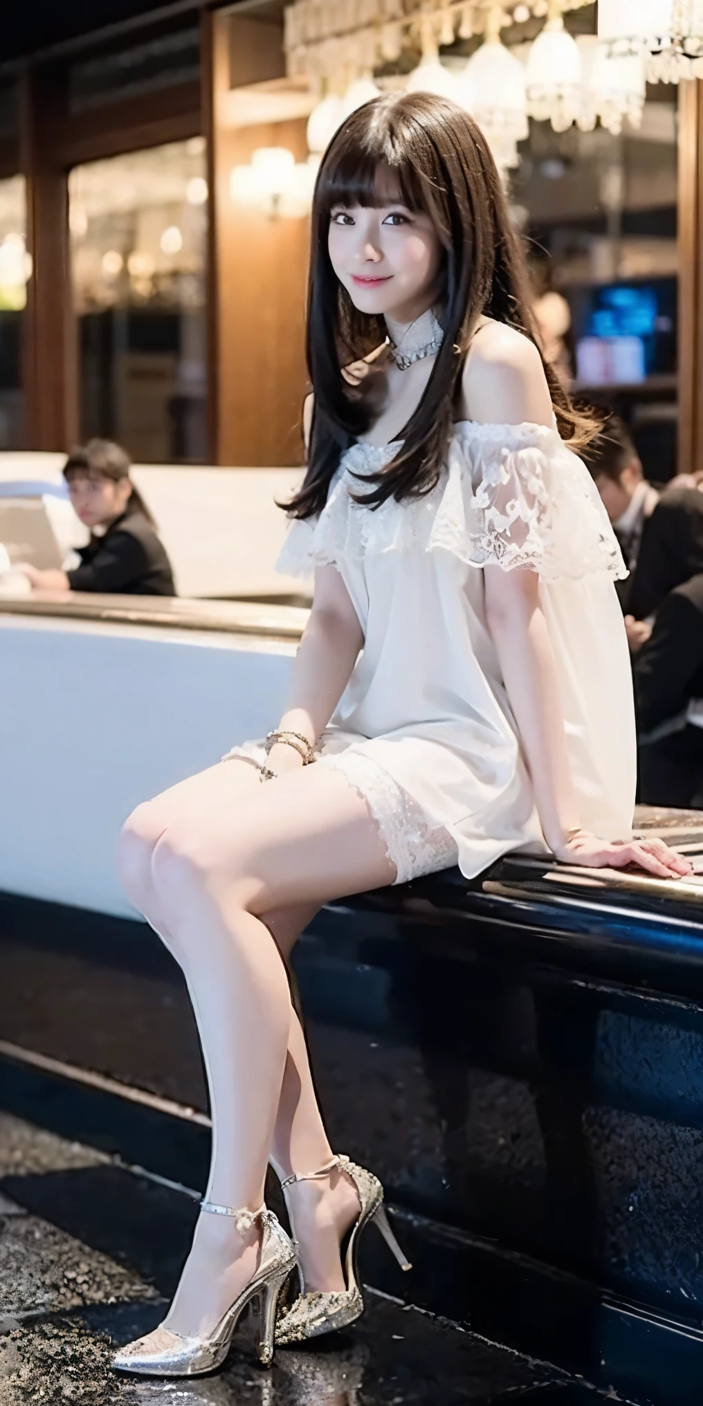 (((Highest quality,Very detailed,masterpiece,Very detailed))) ,(((crawl:1.5))),((Bend your knees)),Loose breasts,See-through,camisole,one piece,barefoot,One Girl,Realistic,Bedroom、Looks sleepy