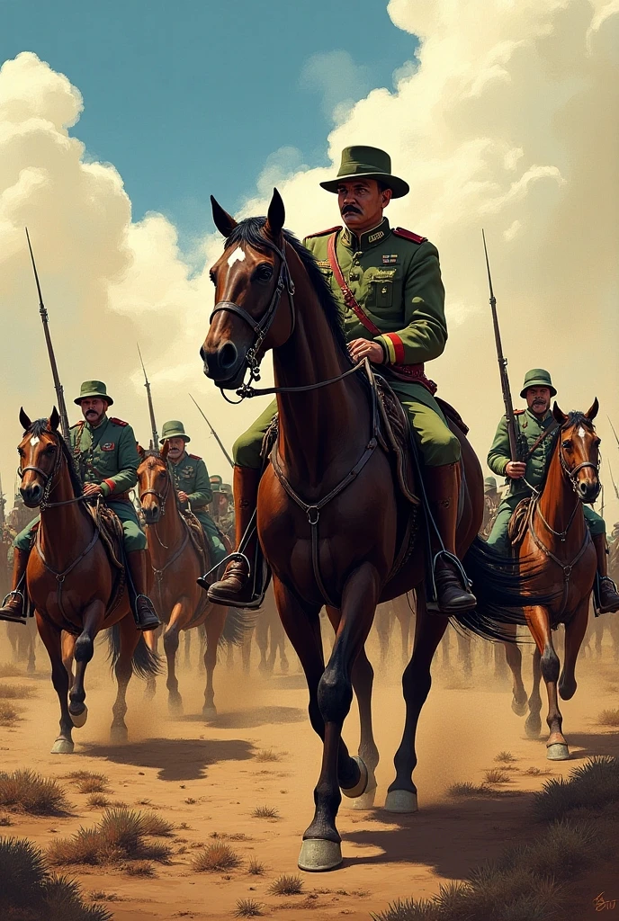 Create a realistic artistic representation of an epic battle in Ancient Rome, com soldados romanos lutando contra inimigos em um campo de batalha, enquanto cavalos galopam e guerreiros se enfrentam --auto