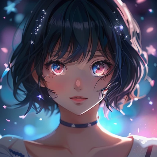 (masterpiece), best quality, expressive eyes, perfect face, Girl,long dark iridescent hair, iridescent eyes, small waist, medium chest, large thighs,nude,