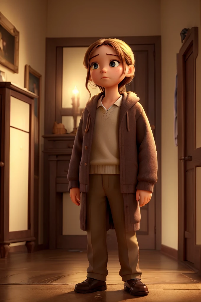 fantasy art 8k,
pmmkr2024, 10 years old girl in tv best quality, trending on artstation,Best quality, masterpiece, ultra-high resolution, house in the background, 8k, (Light and Shadow Effect), (Depth of Field Effect).