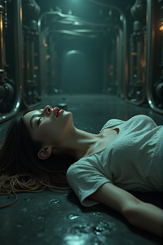 a faceless woman in white hugging with a huge rotten computer , in the style of marco mazzoni, fine attention to anatomy, national geographic photo, dark red heart,flowers on the back wall, aron demetz, detailed character design, medical imaging film.
