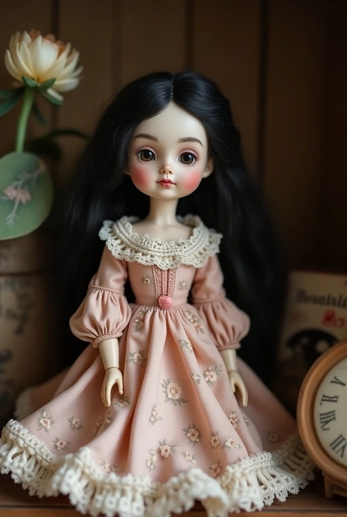 An old porcelain doll in a dark corner.