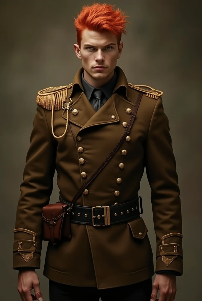blond man in military uniform of the 19th century with a glass in hand (hugging a big bear), brave face, detailed face, high details, photorealistic, high quality