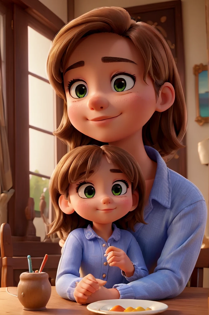 A Mother and a Child Pixar Style Disney Cartoon