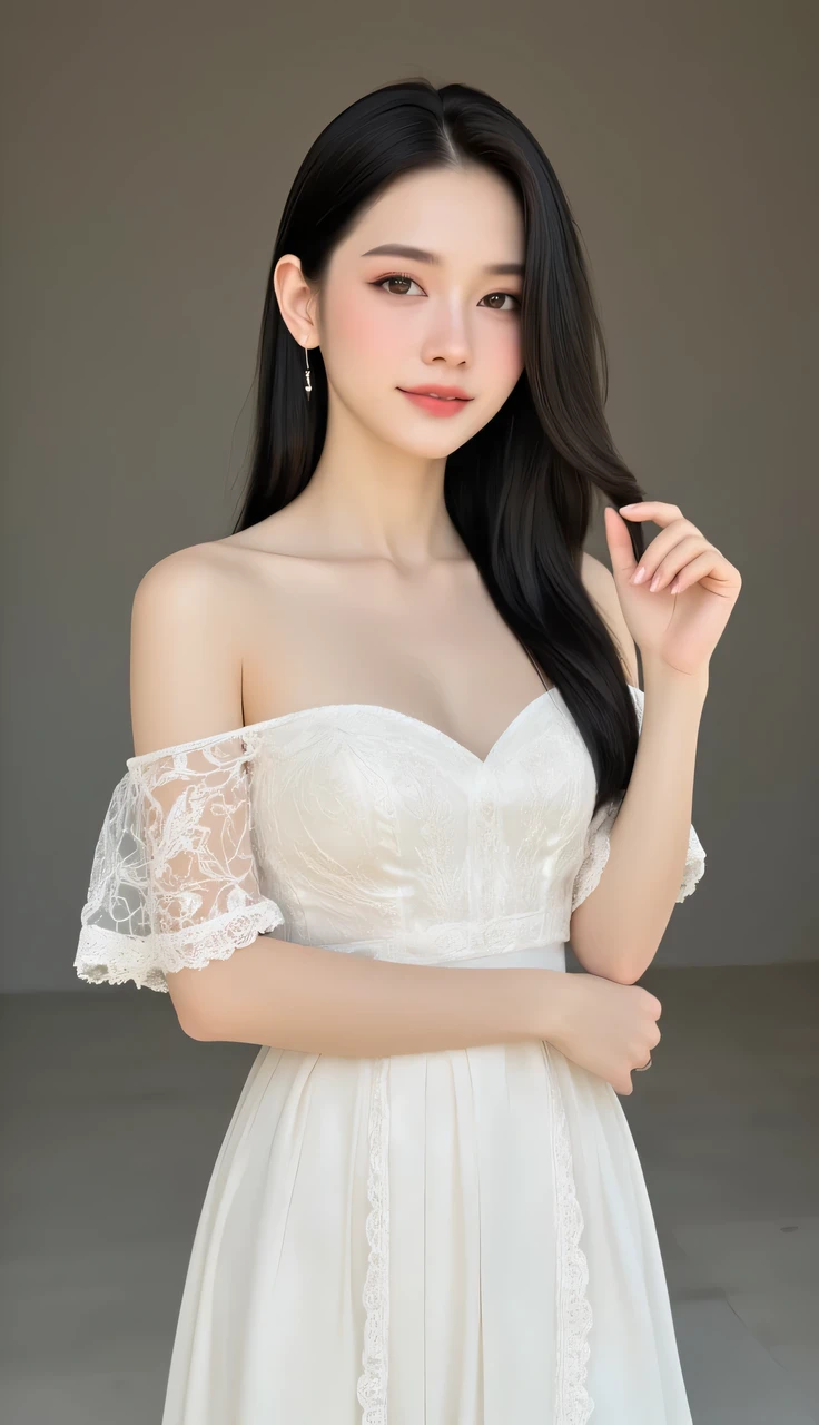 8K, Ultra-high resolution, Highest quality, masterpiece, 三分割法によるphotograph,Surreal, photograph, 1 Girl, (16 years old:1.3), pretty girl, Cute face, Beautiful eyes in every detail, 細かくdetailedに,masterpiece,, One Girl:1.2, Japan Female Announcer,whole body, (White Dress: 1.4), (Outdoor, night: 1.1), Bold side slits,City Street, Super detailed face, Good Eyes, double eyelid,Full of sex appeal,Sensual,A carefree smile,Heal the heart,Black Hair,Layered Hair,Looking at the audience、beauty,Long neck、Laugh a little、Please close your mouth and laugh、(((Ideal body type))),A cup small breasts :2,、Portraiture:2、Perfect Anatomy、鮮明なdetailed、detailed、Surreal、Light and shadow,Strong light