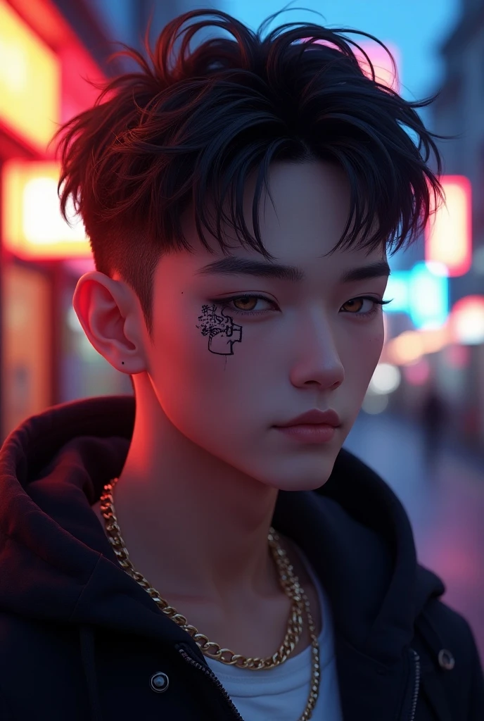 Background change real face. Syk to bird handsome.boy. change all total
