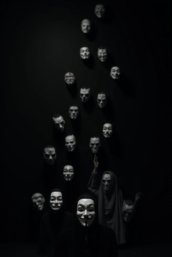 Imagem  de um grupo de pessoas com rostos em frente a uma escola, Classe escolar, school background, Dystopian society, sem rostos, middle school, alunos de sinal de dinheiro, escola particular, escola de arte, escola, dollar sign pupils, muito assustador, people are wearing masks, Clones, muito muito assustador, Shodan, the masks come off at night, Anonymous