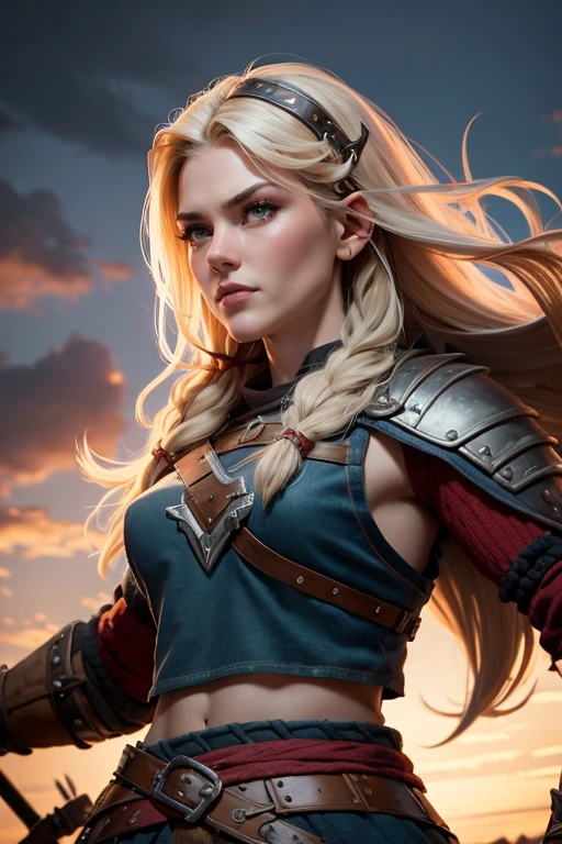 a portrait of a fierce Viking shieldmaiden, embodying bravery