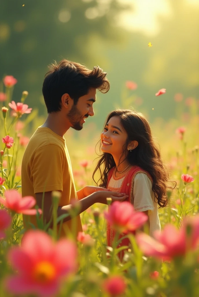 Make a cute one boy and girl Bangladeshi
