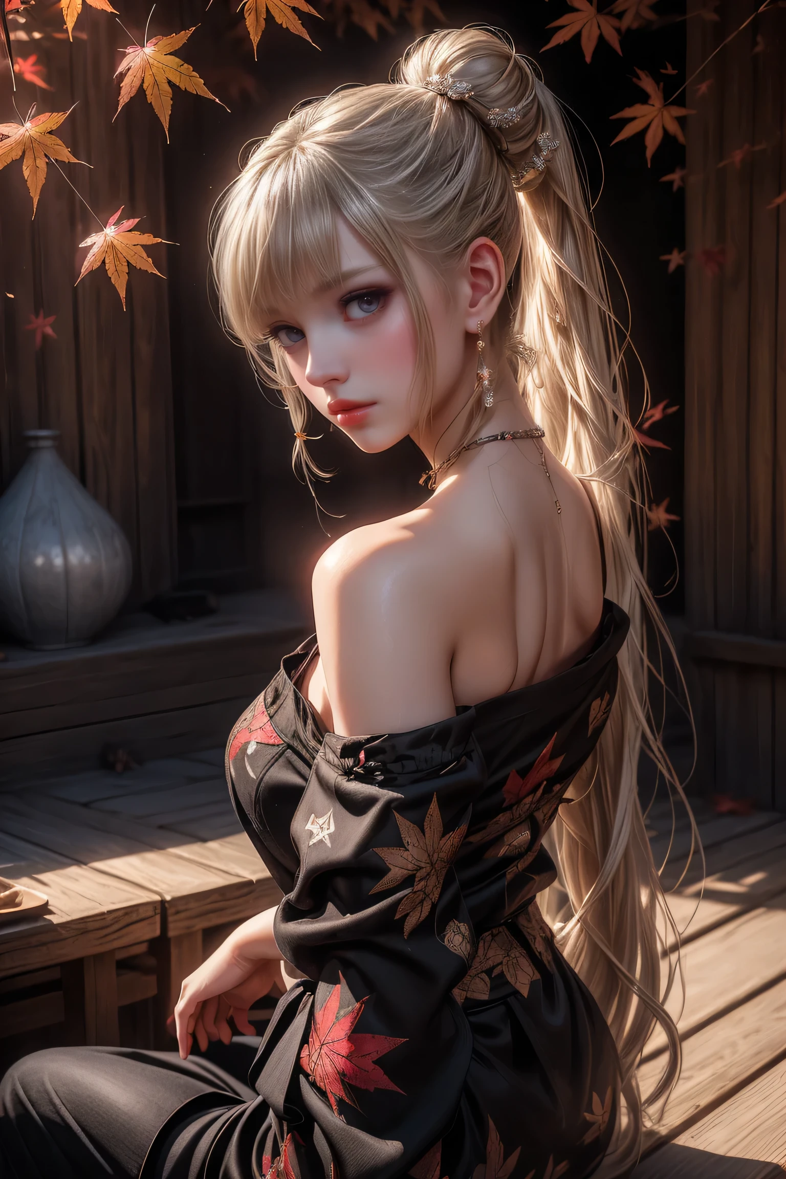 Masterpiece, best quality, teenage girl, flowing blonde hair, messy hair, beautiful eyes, beautiful face, The kimono slipped off the shoulders., back view, Outdoor hot springs at night, lots of steam, soft lighting, bright colors, CG Highly detailed, Very beautiful and elegant,very detailed eyes, Fine texture, Detailed fabric, Beautifully detailed face, complicated details, Special details, 3d, 30k, movie theater light, Stunning light, shallow depth of light, Beautiful clothing details, Highly detailed, UDR, Sharp focus, Physics-based rendering