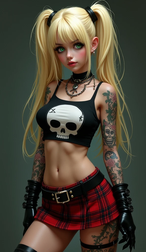 a close up of a woman in a short skirt and shirt, smile cute, seductive cyberpunk dark fantasy, goth girl, skulls on their hips, goth girl, gothic fantasy art, heavy metal style, in style of anne stokes, Vampire girl, beautiful necromancer girl, Gothic, gothic clothes, top model Gothic muito lindo, gothic art