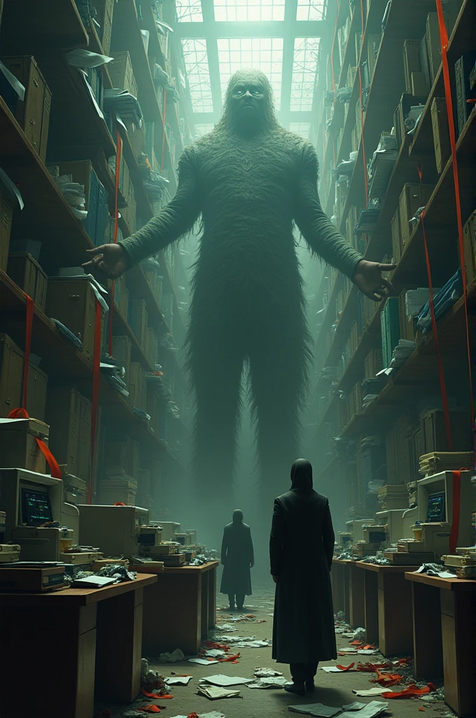 Suddenly, the mysterious creature descended from the spaceship and crashed through the shop’s glass ceiling. The creature landed and taunted