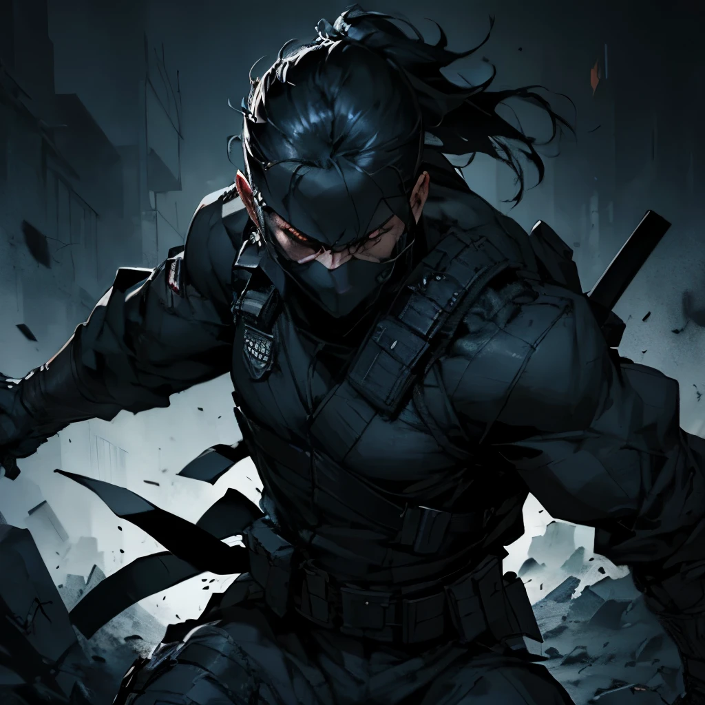 a highly skilled ninja assassin, tactical military uniform, two katanas, special forces operations, stealthy movements, precision strikes, deadly combat, intense action, dark shadows, moody lighting, cinematic atmosphere, detailed rendering, cinematic camera angles, dramatic chiaroscuro, hyper-realistic, award-winning digital art, intricate details, dynamic pose, bold contrasts, masterful execution