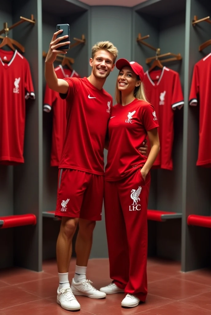 A 22 years old boy, who wear a Liverpool Jersey.. And and a 20 years girl who wear a real madrid 2024 home kit Jersey.. They are couple and
They click aesthetic pic