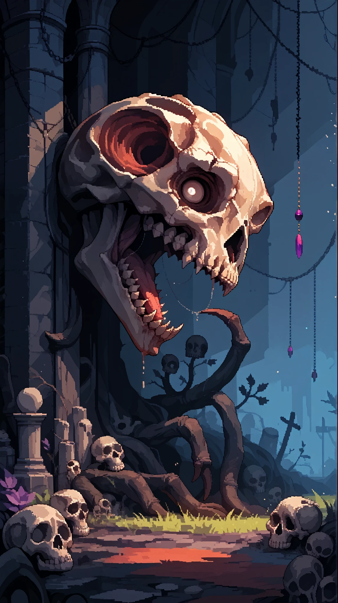 Bela, the skull slime vulva that devours entire villages and grows infinitely, Medieval themed