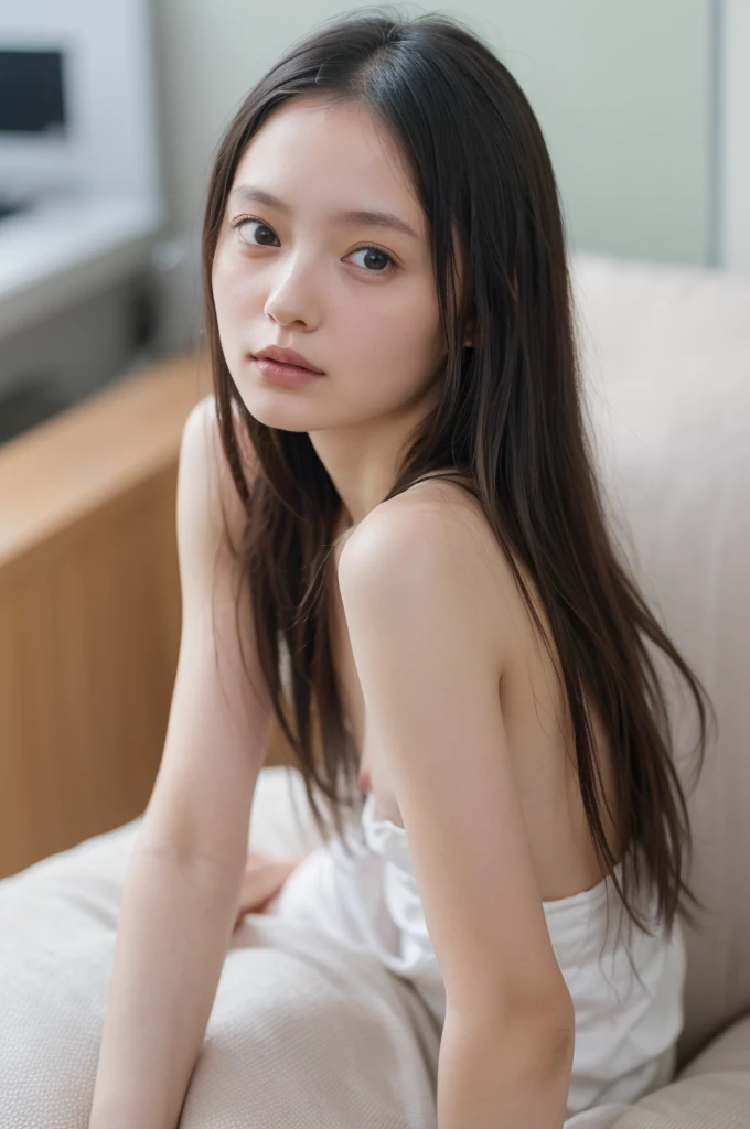 Beautiful Japanese model posing in a naked