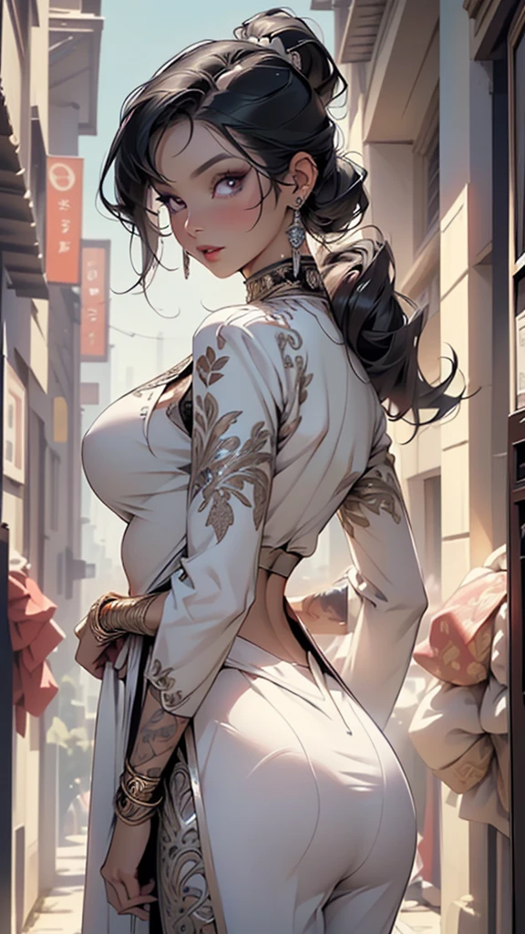 1female,36 years old,熟妇,mature,Bigchest,Big breasts Thin waist,long leges,Raised sexy,Pornographic exposure, 独奏,(Background with:Chinese restaurant) She has short black hair,standing on your feet,Sweat profusely,drenched all over the body,seen from the front, hair straight, mostly cloudy sky,(((tmasterpiece),(Very detailed CG unity 8K wallpaper),best qualtiy,cinmatic lighting,detailed back ground,beatiful detailed eyes,Bright pupils,(Very fine and beautiful),(Beautiful and detailed eye description),Black eyes,Redlip,ultra - detailed,tmasterpiece,)),facing at camera,(The upper part of the body),A high resolution,ultra - detailed),revealing breasts,Bare genitalia, Bulge,legs are open,sexyposture,Camel toes,Flushed complexion,Open-mouthed,frontage,Floral headdress,double bun hair(Wearing:Red transparent Hanfu,dynamicposes)